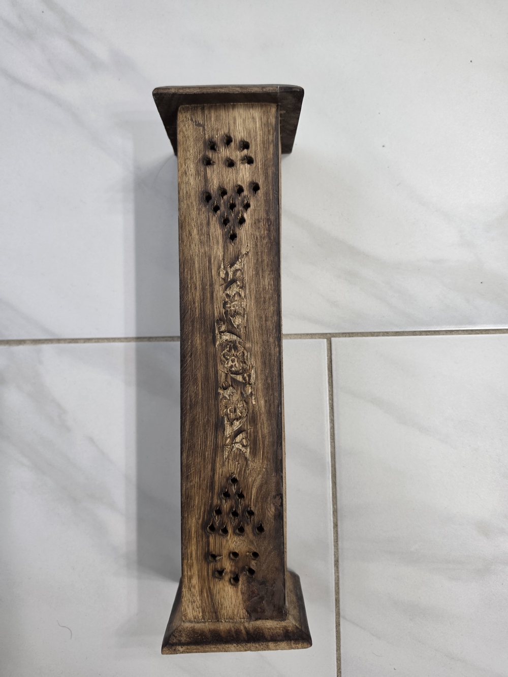Carved Wooden Incense Holder - Brown